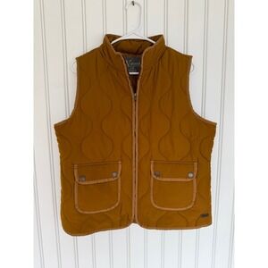 Natural reflection quilted puffer vest gold mustard brown hiking outdoor utility